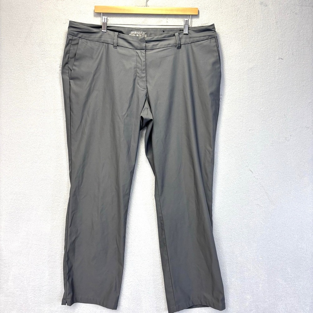 Nike Golf Dri-FIT Pants Womens 18 Gray Lightweight Golf Straight Leg Stretch